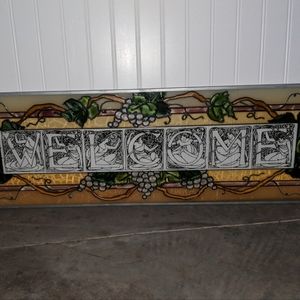 Vintage Stained Glass Welcome Sign